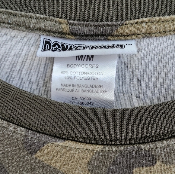 Donkey Kong Camo Print Long Sleeve Tshirt Size Medium - Picture 2 of 2